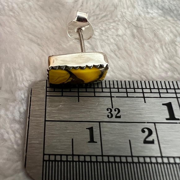 ❤️ Emerald Valley Turquoise Honey Dahlia Ring & Earring Set 925 Handmade - Picture 9 of 17